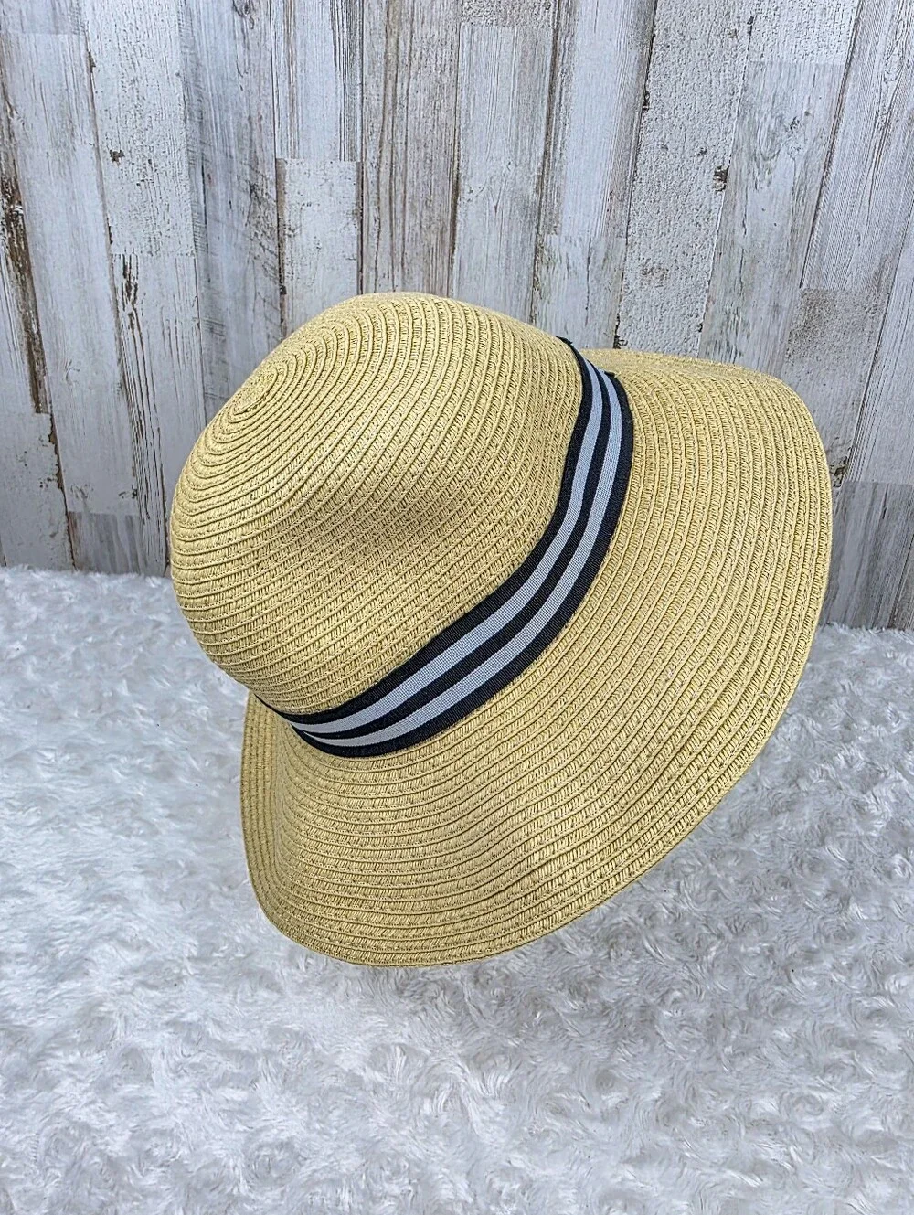 Talbots Paper Straw Woven Wide Brim Sun Hat Tan One Size